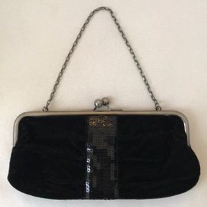 Black velvet and sequin clutch